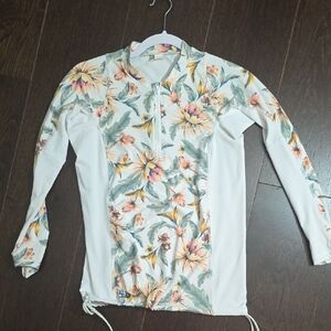 Olian Tropical Floral Half-Zip Swim Cover